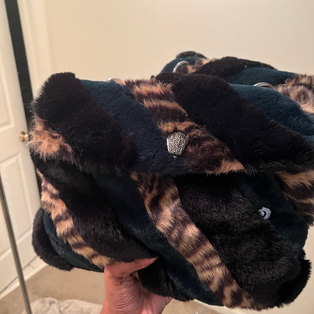 Kurt Geiger Soho multi rainbow faux fur cross body bag